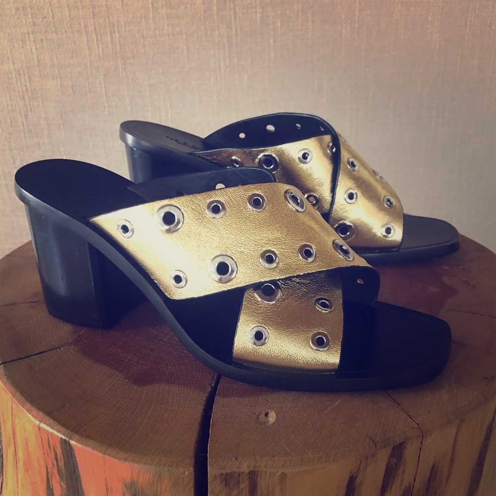 rag & bone Paige Gold Grommet Slide Mule Sandal